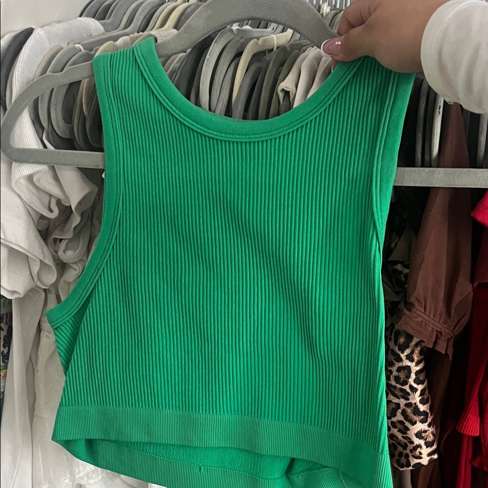 Ambiance Vibrant Green Ribbed Crop Top